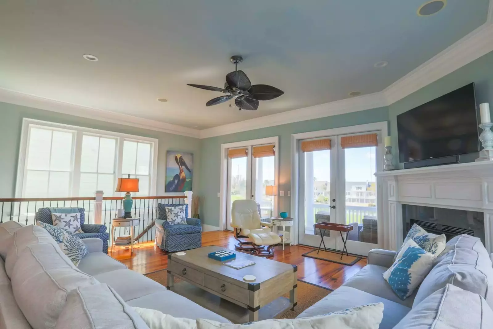 You can reach the fourth bedroom for the home via this staircase in the living room.