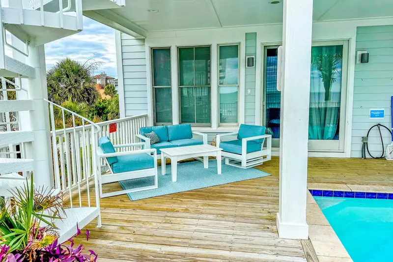 This outdoor seating area off of the master suite is the perfect spot for your morning coffee.