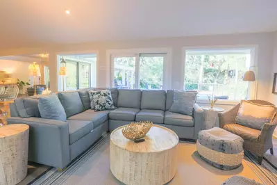 The home is decorated in a clean, comfortably coastal design.