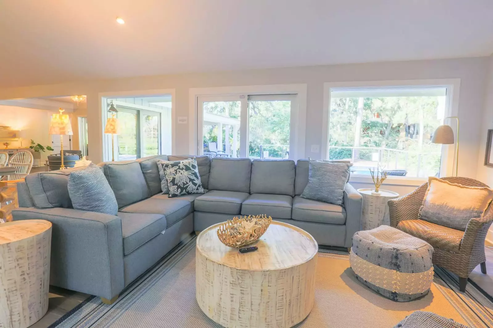 The home is decorated in a clean, comfortably coastal design.