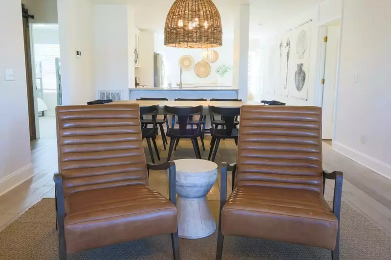 The home is adorned with unique art & beautiful furnishings.