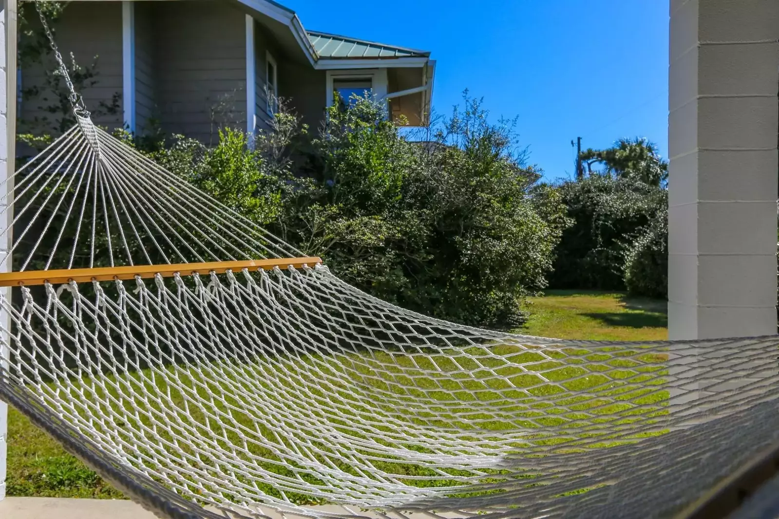 Read a good book or listen to the sounds of nature in the hammock underneath the house.