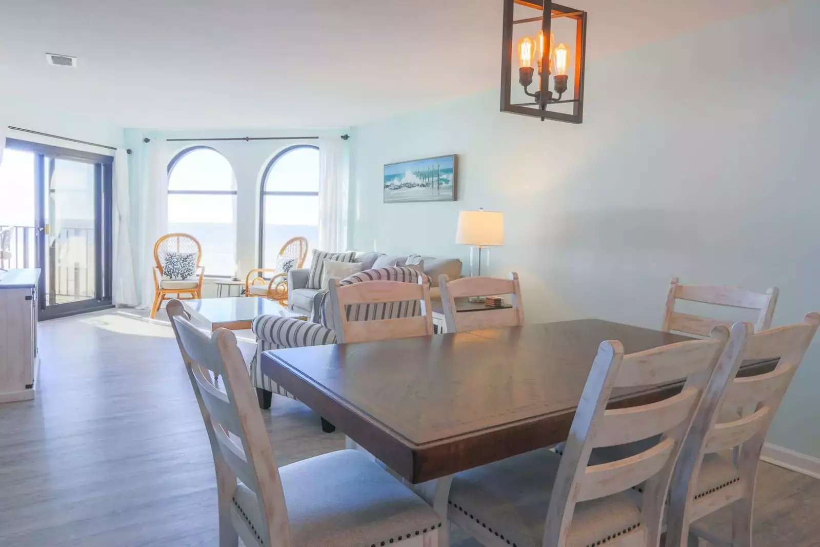 The living room flows into the dining area.