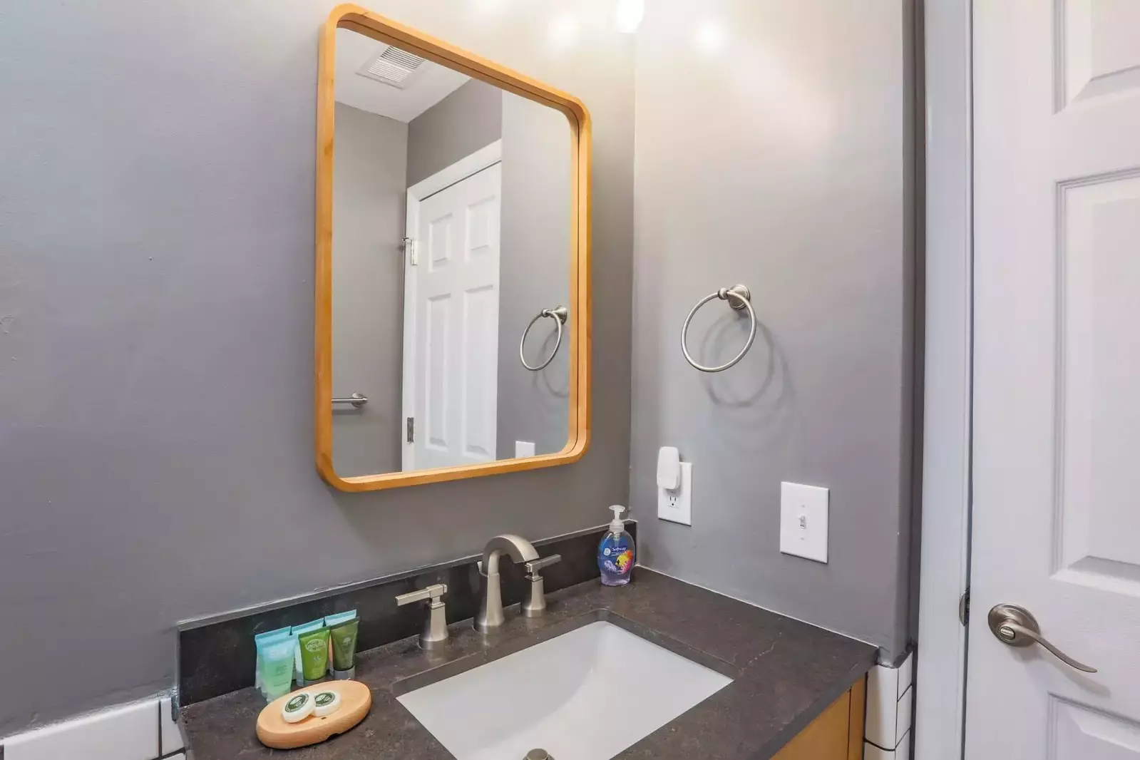 The second bathroom in the condo has also been renovated.