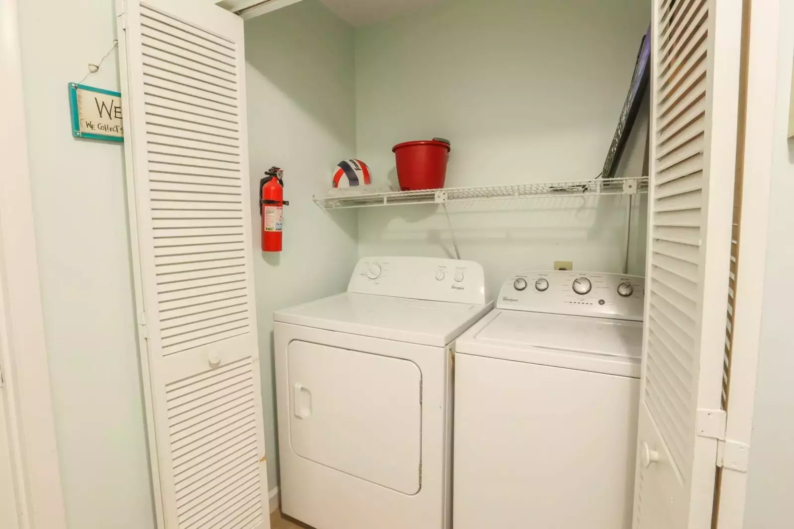 There is a full sized washing machine and dryer within the condo.