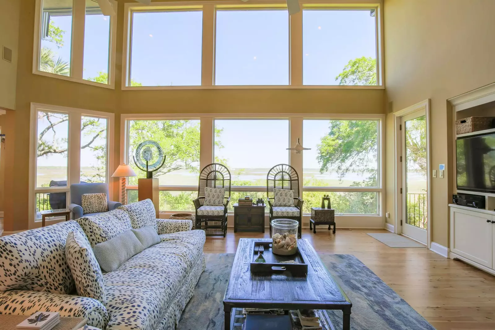 Marsh Vista has a deck off the door in the Great Room.