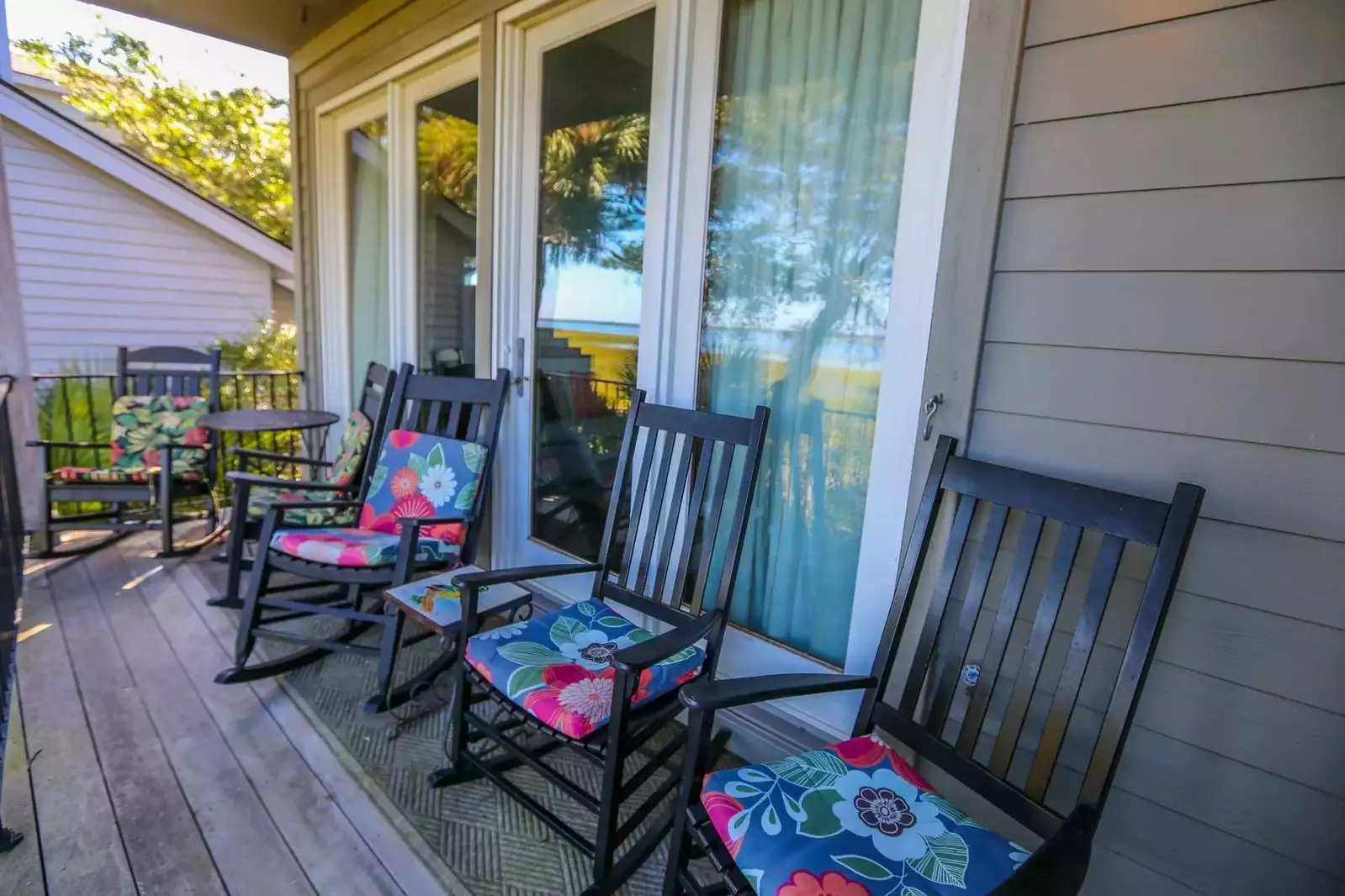 Sip your morning coffee or favorite evening beverage in these rocking chairs on the covered deck.