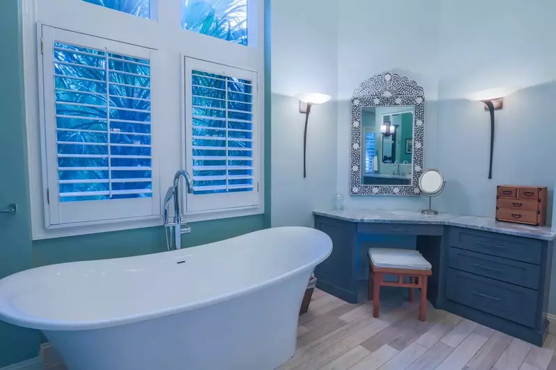 The master suite also has a separate dressing table.