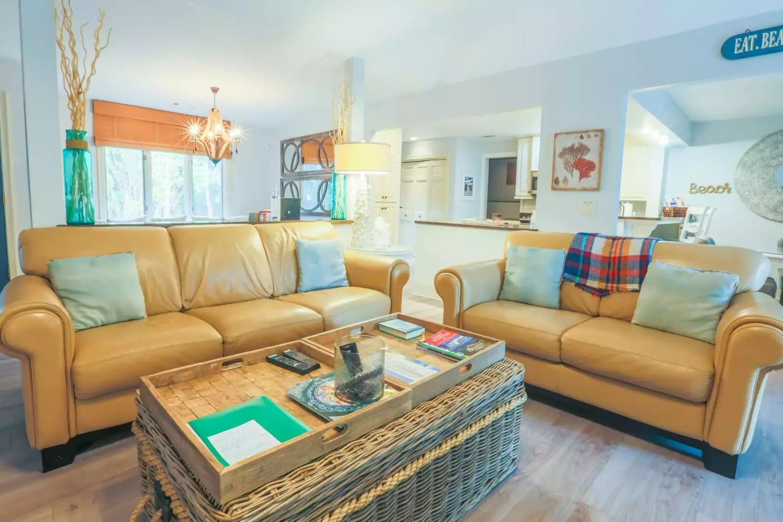 The living room opens into the kitchen and dining area.