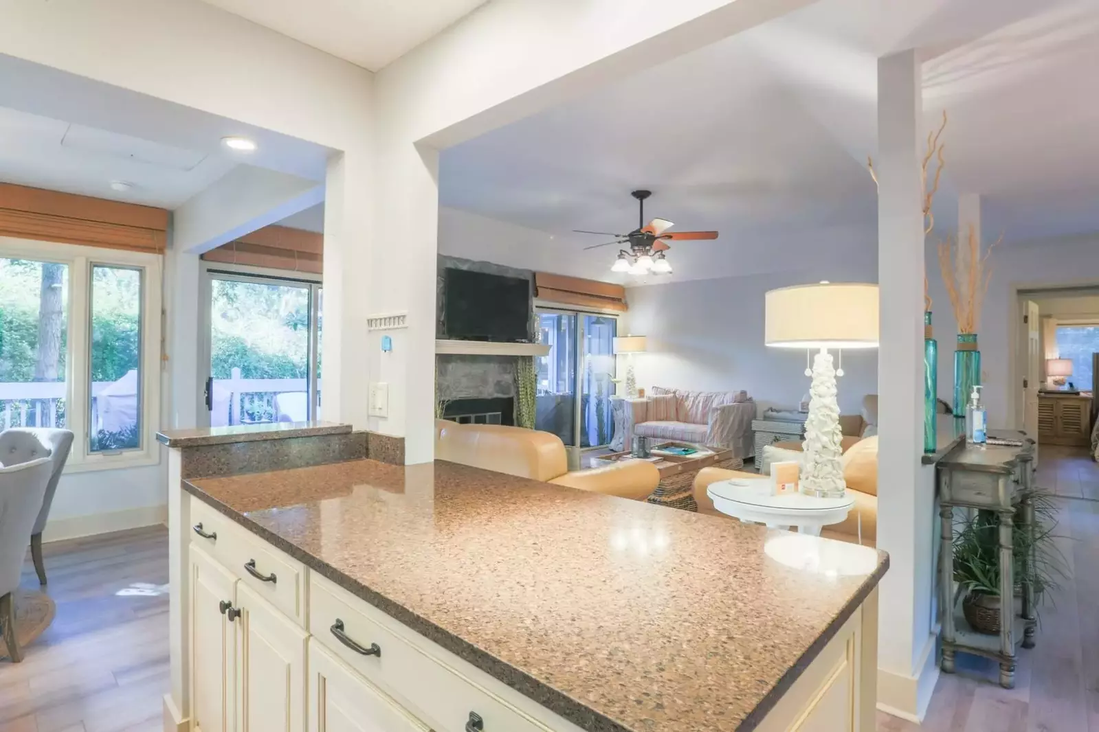 The home's layout makes it easy to interact with friends & family in the kitchen, living room & dining areas.