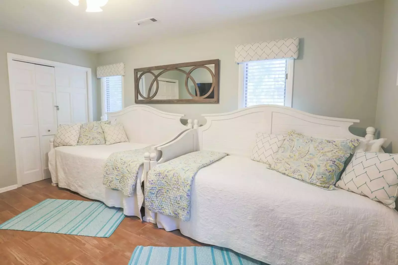 The fifth bedroom in the home features two twin beds -- each has a trundled twin bed.
