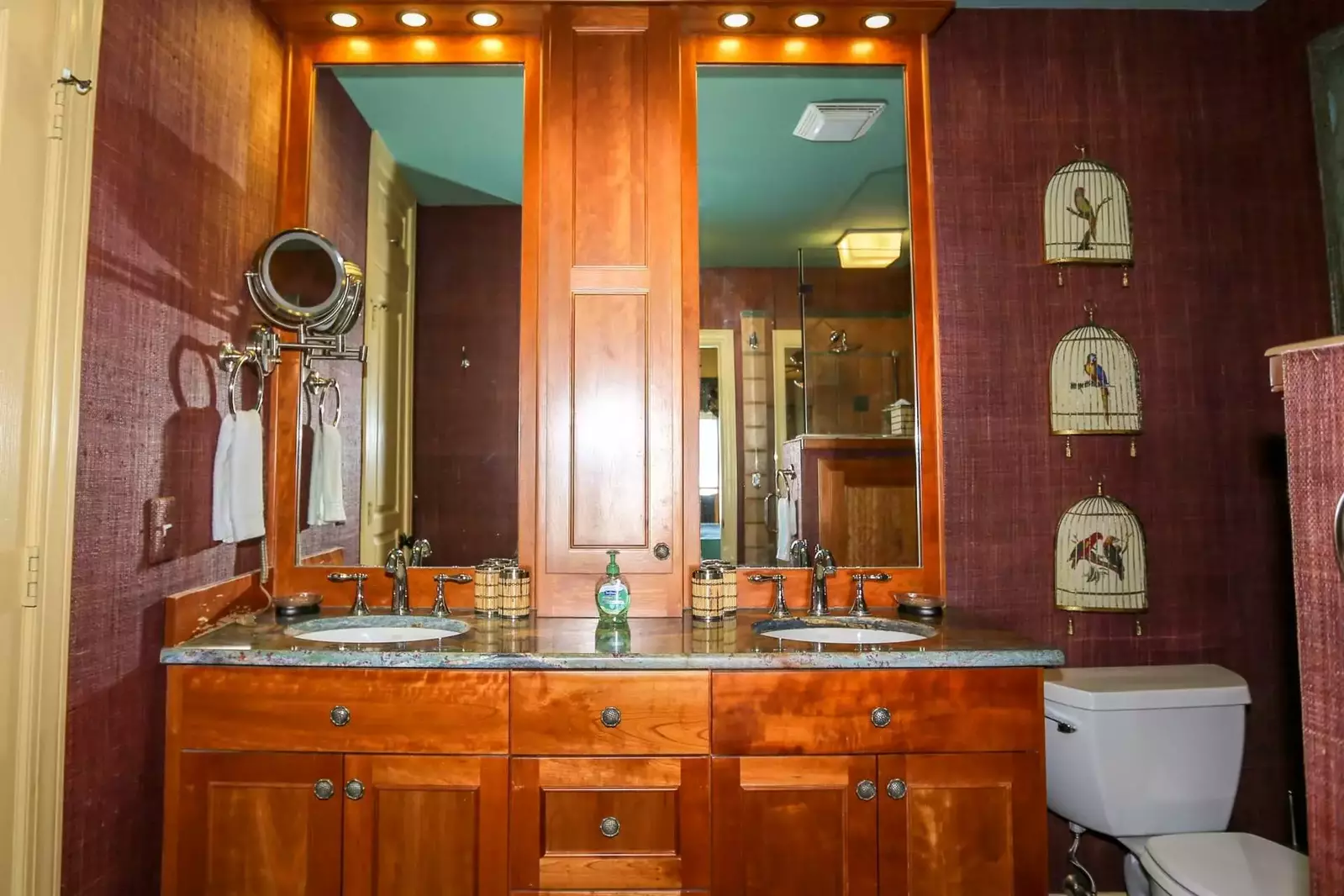 The master bathroom also features a his & her double-sink vanity.