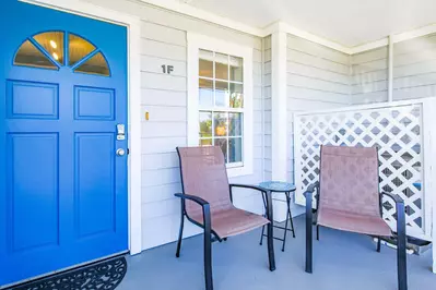 Guests are welcome to use the seating area outside the front door.