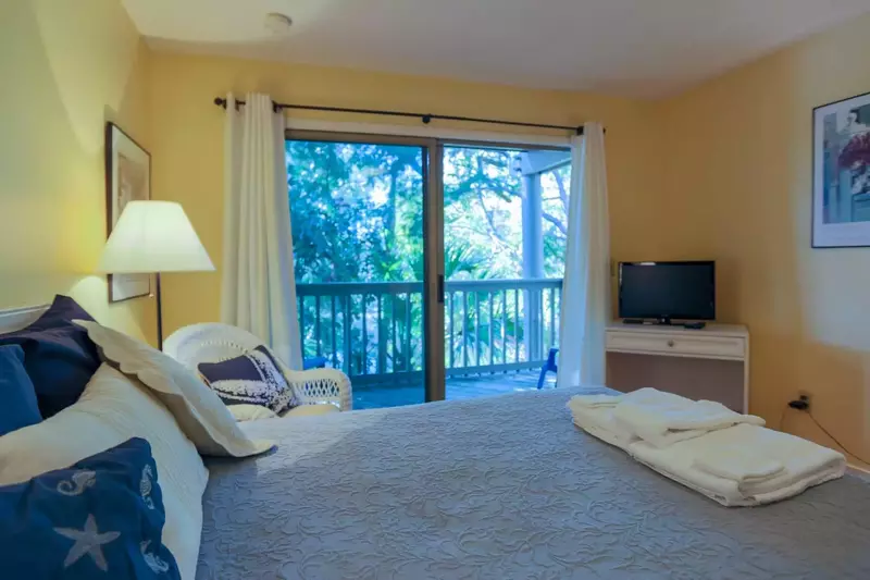 Enjoy views of the lagoon from both bedrooms.