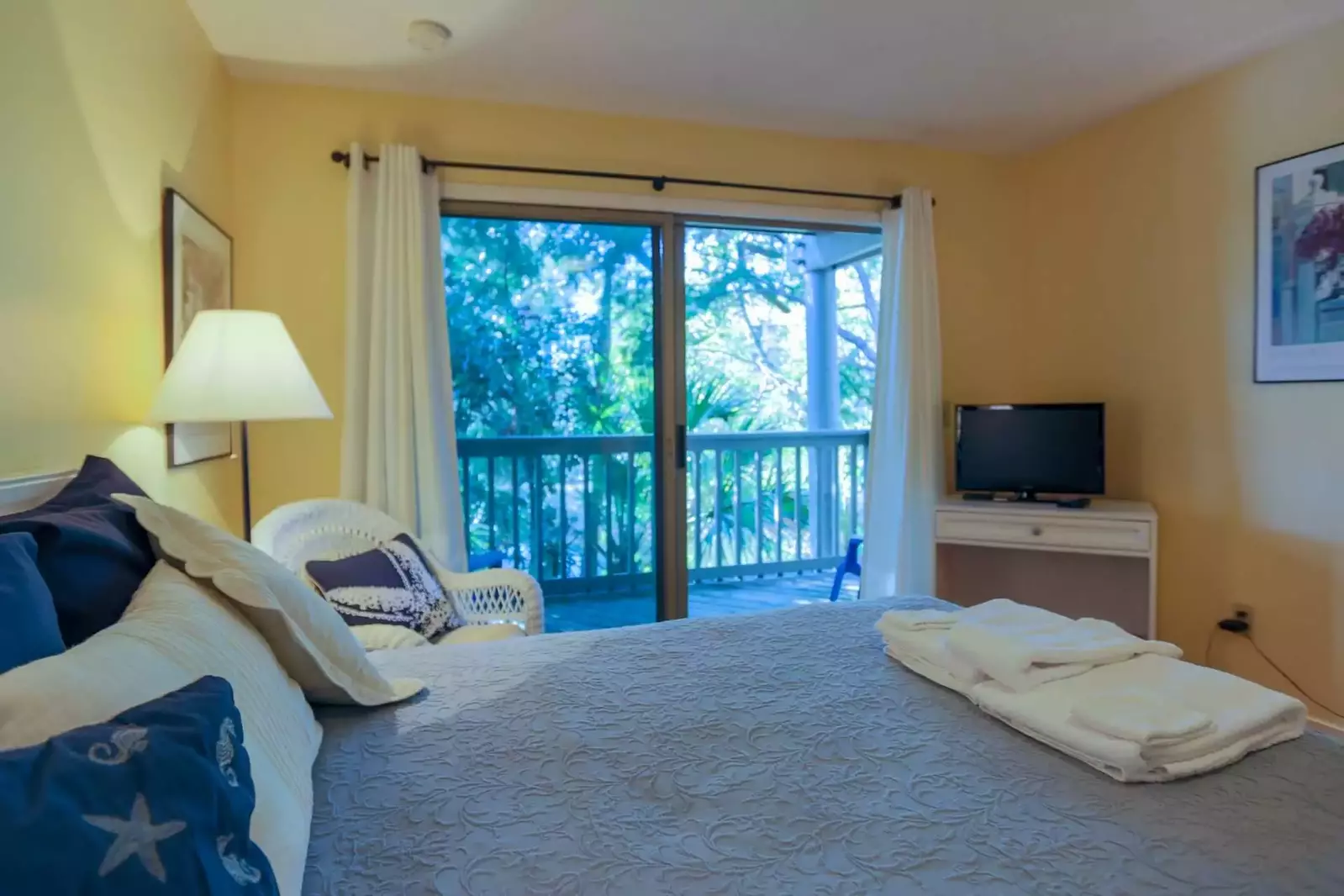 Enjoy views of the lagoon from both bedrooms.