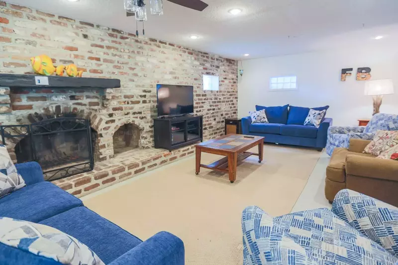 There's plenty of seating for your whole family in our basement-level family room.
