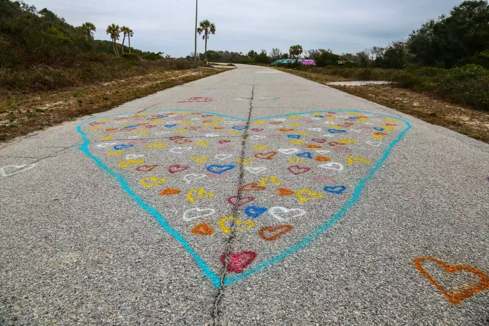 Love hearts abound on the walkway to the Morris Island Lighthouse viewing area.