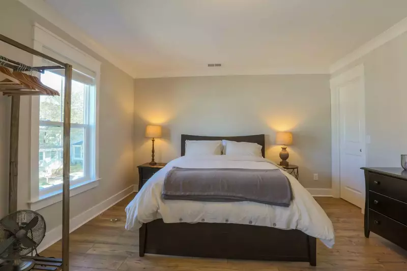 The master bedroom overlooks the front of the house.