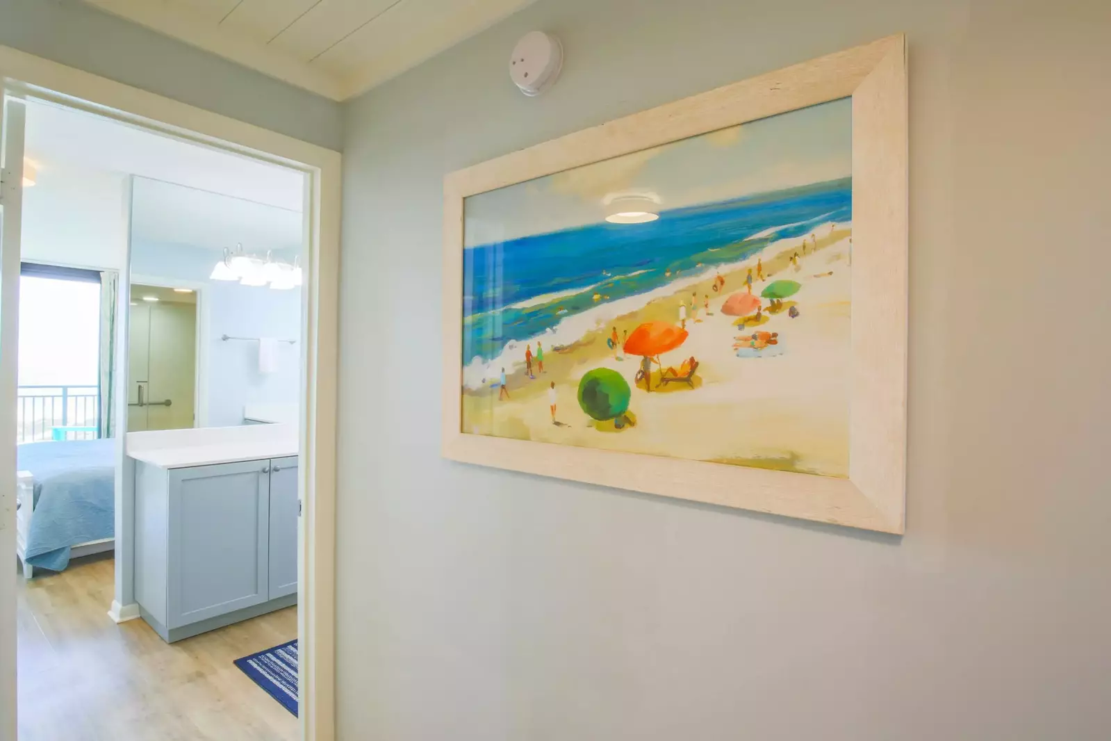 On the condo's upper level, you'll find a hallway that separates the master suite from the guest suite.