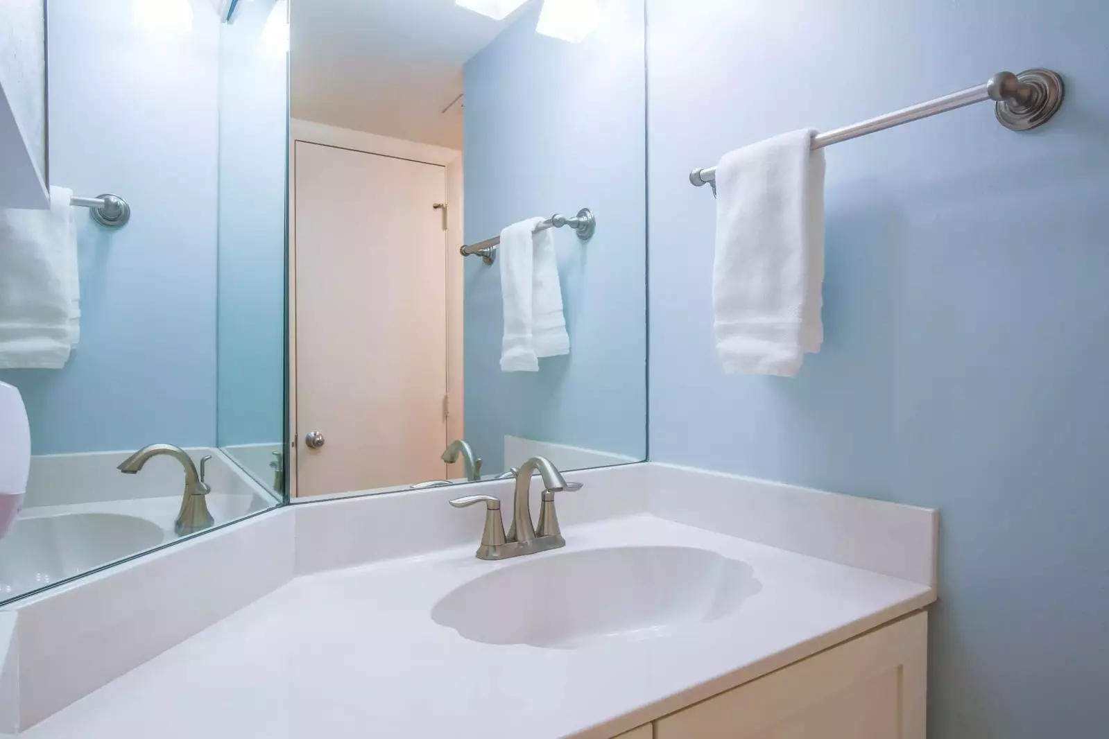 There is a full bathroom on the lower level of the condo.