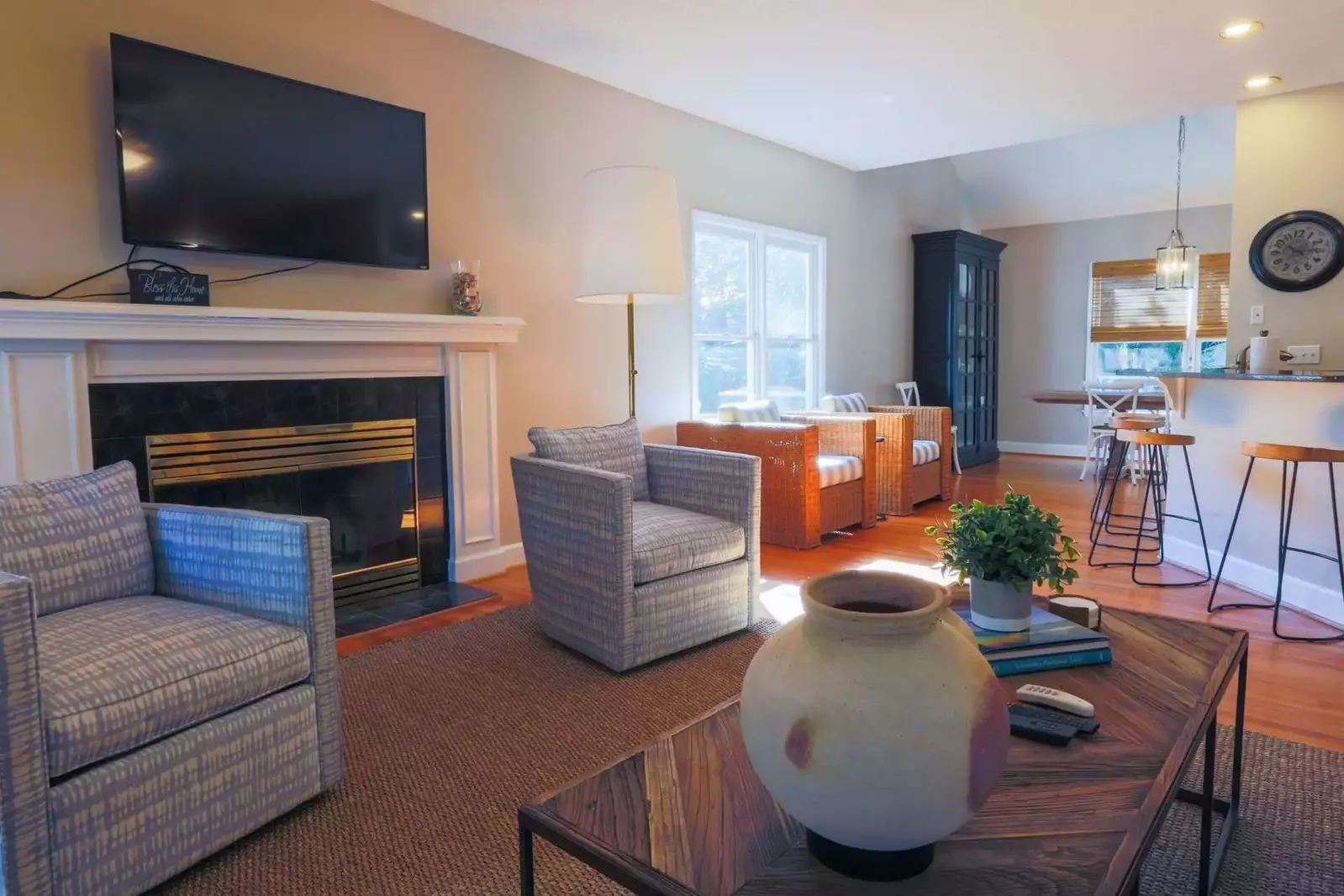 The living room opens into the kitchen and dining room areas.