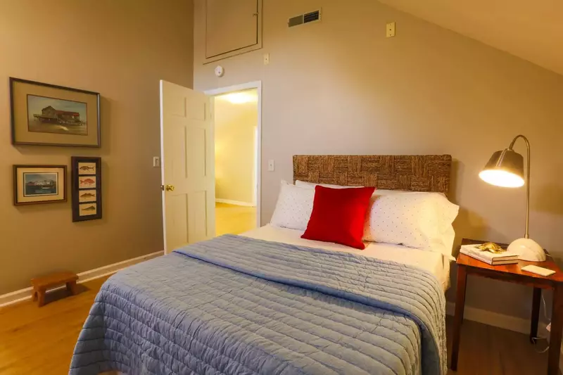 The bunk bed room has 3 full beds and 2 twin beds.