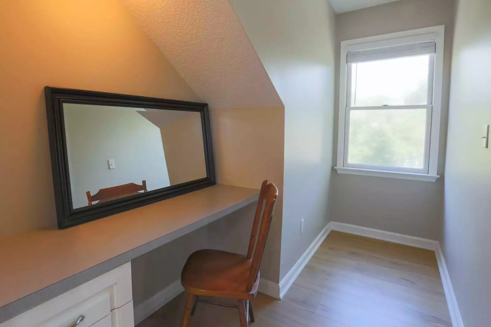 There's also a built-in desk area within the queen bedroom on the second floor.