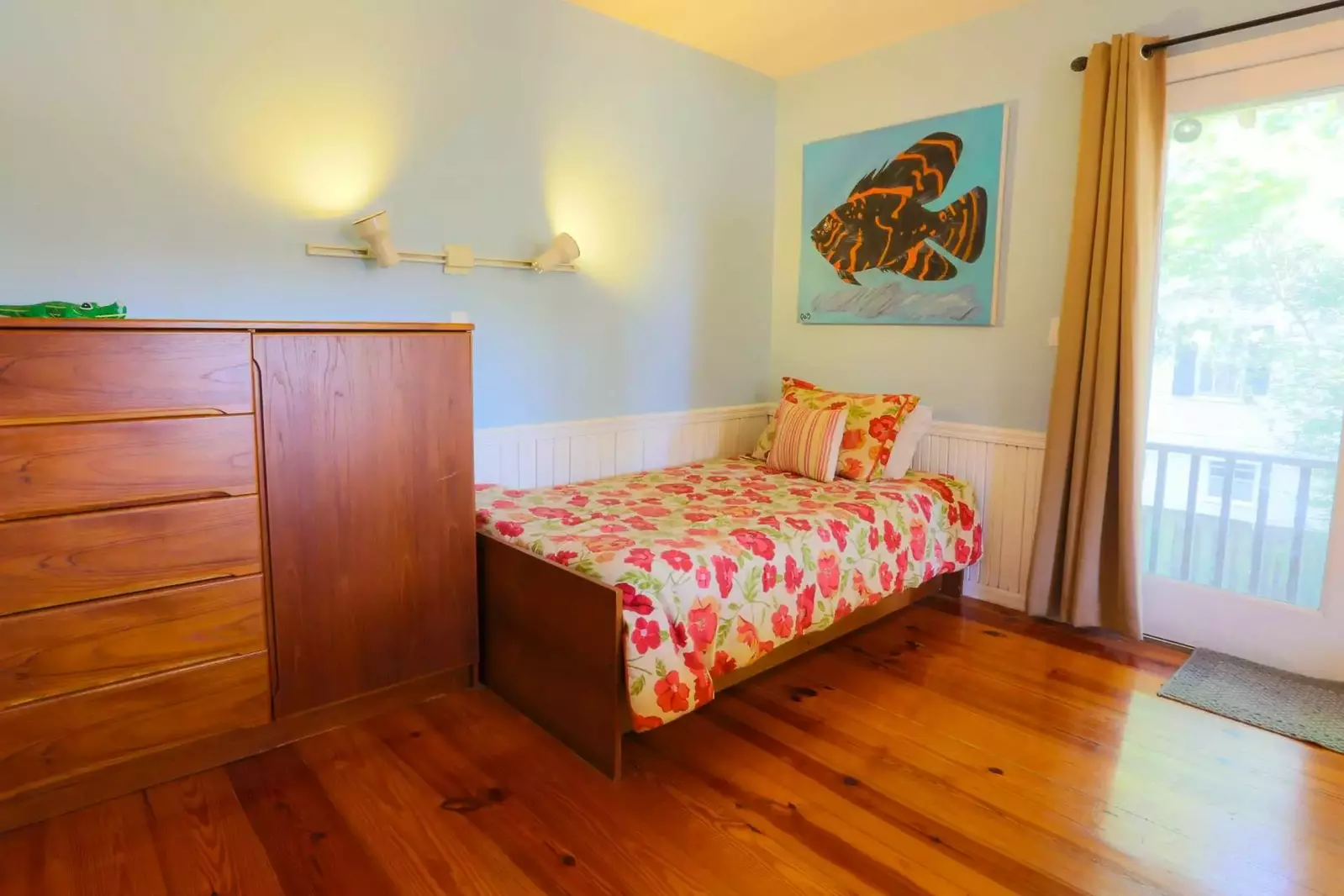 There is a dresser available for guest use in the front bedroom.