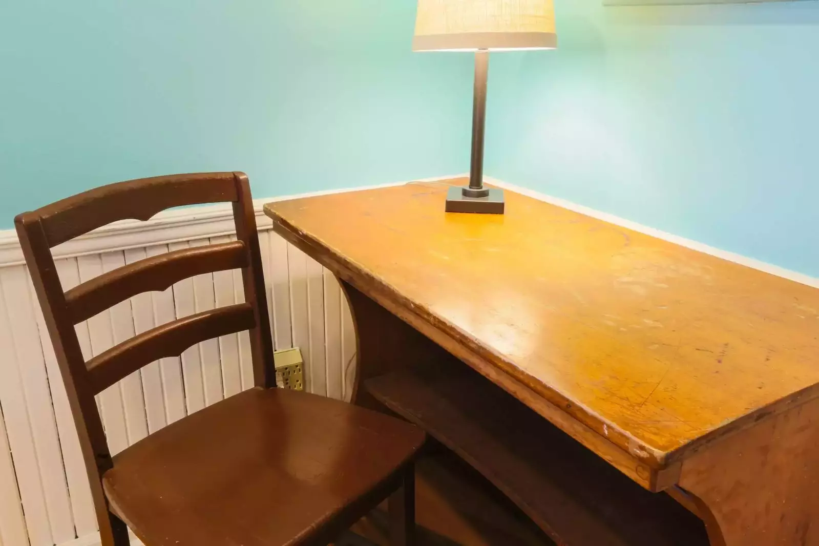 There is also a small desk in the back bedroom.