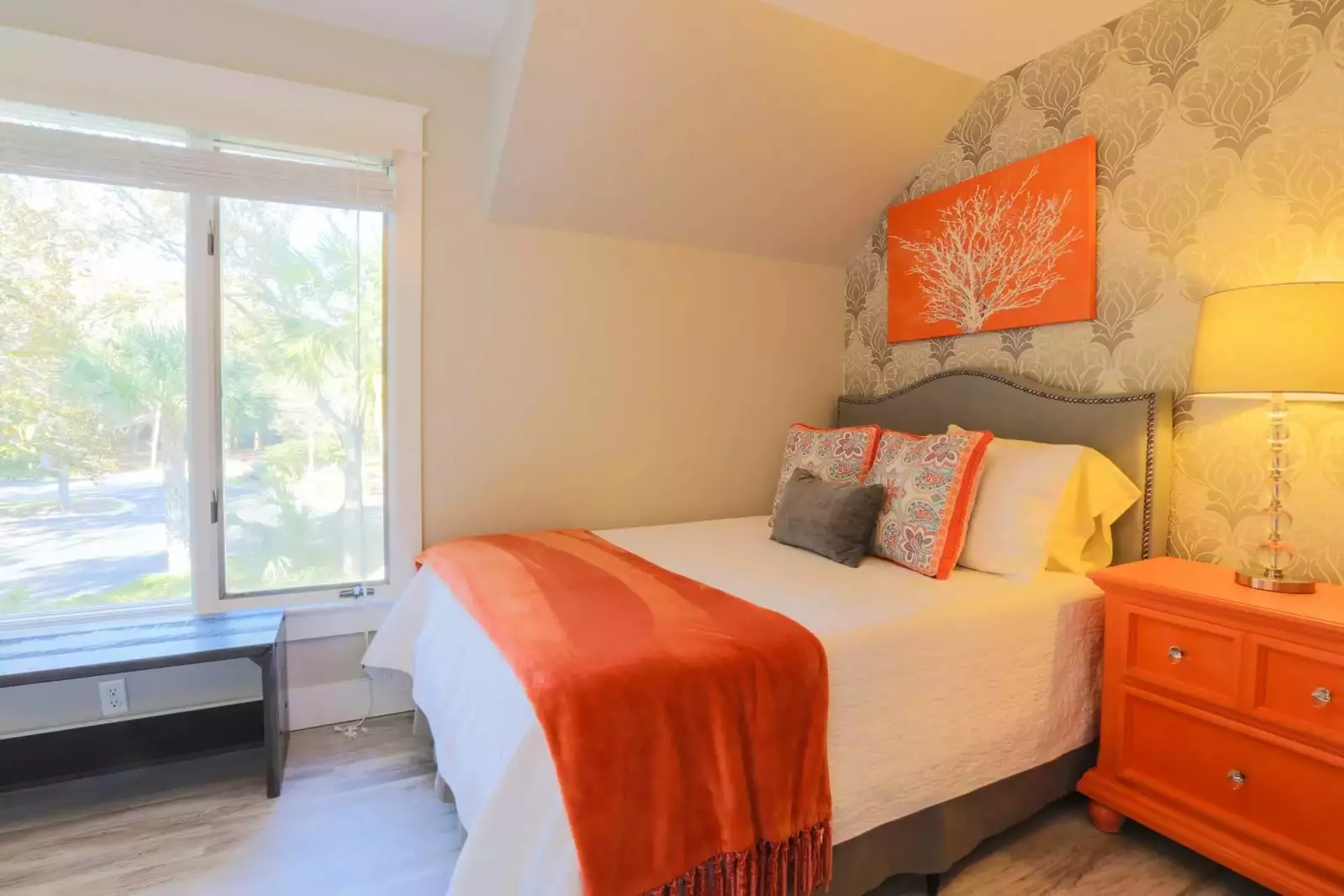 The guest bedroom is also bright and airy!