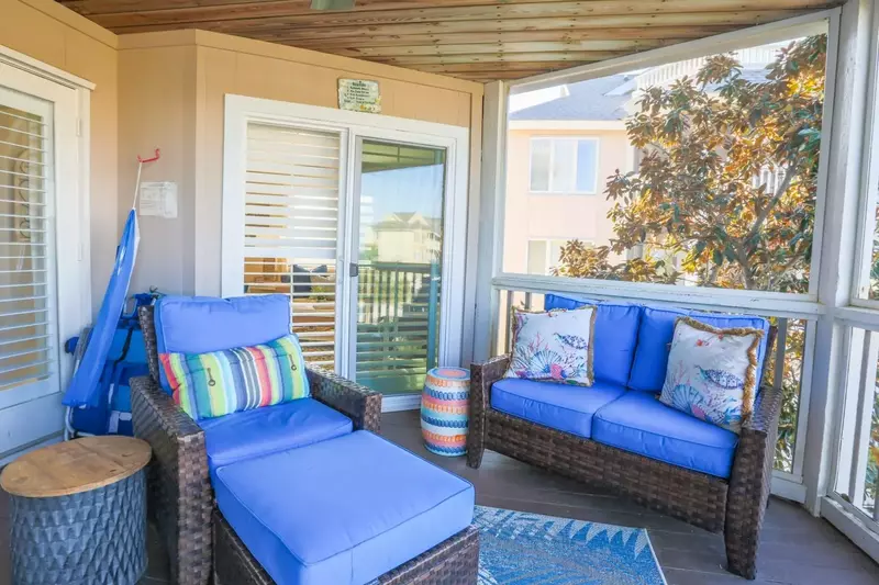You may access the screened porch from the living room, central hallway or master bedroom.