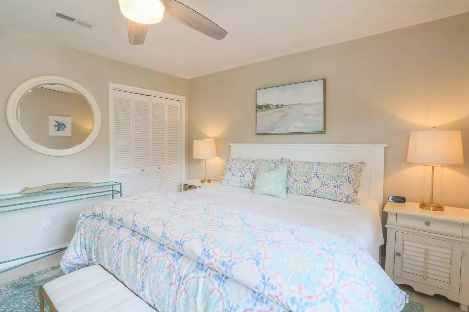 The guest bedroom features a king size bed.