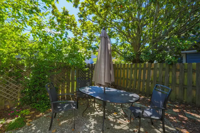 Dine al fresco on our shaded backyard patio.
