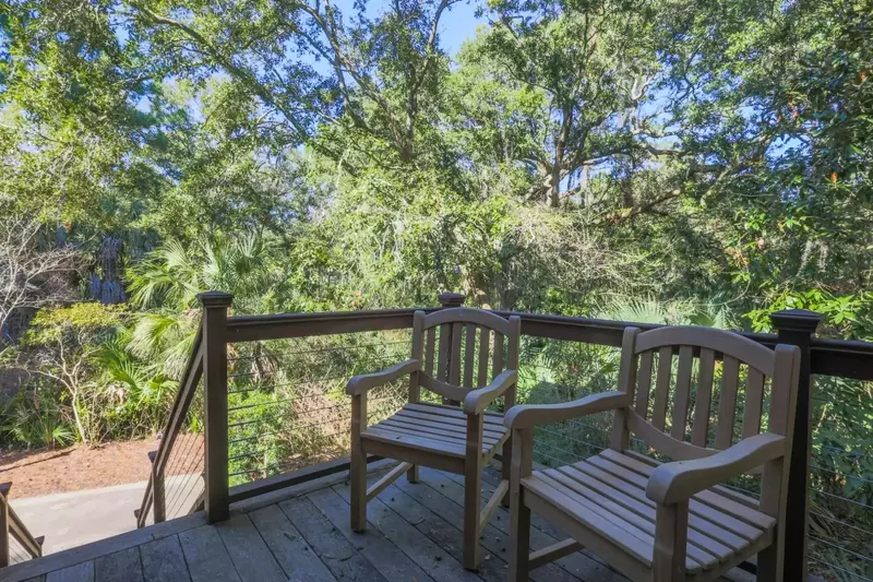 Sit back, relax and enjoy the sounds of Kiawah's maritime forest on our back porch.