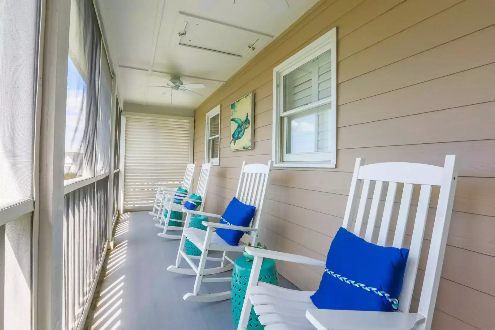 There are several rocking chairs available for your use on the screened porch.
