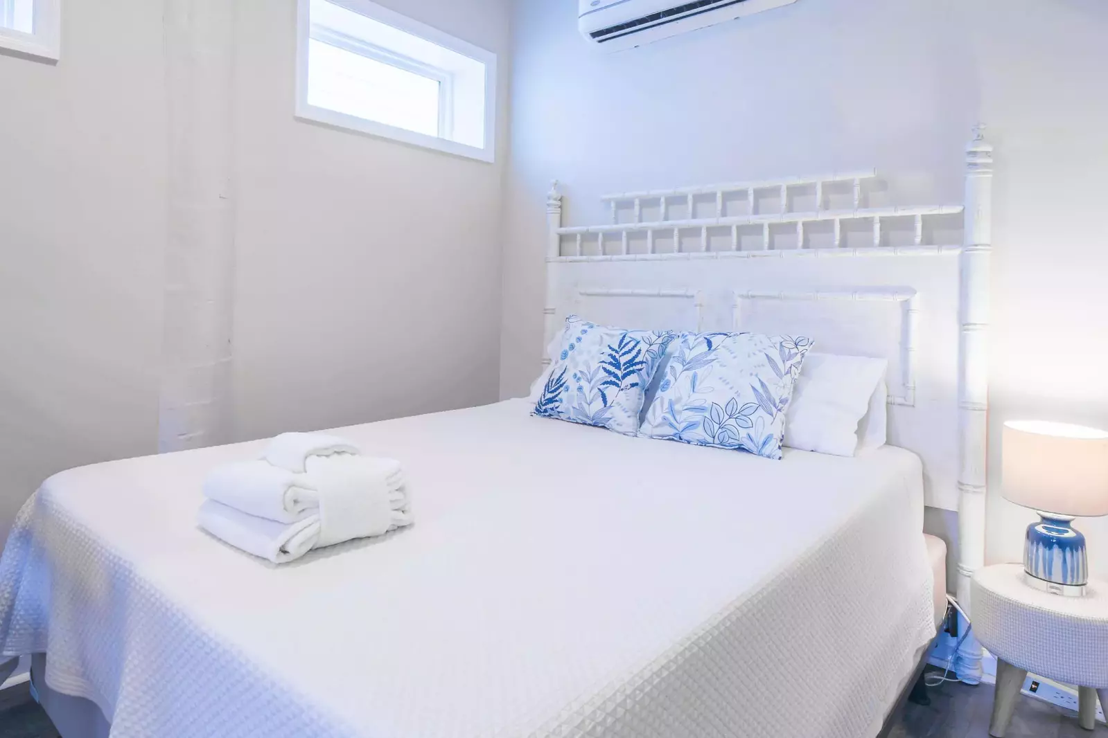 There is also a queen bed on the ground floor near the bunk beds.