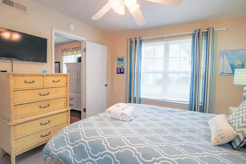 This ground floor bedroom receives lovely natural light.