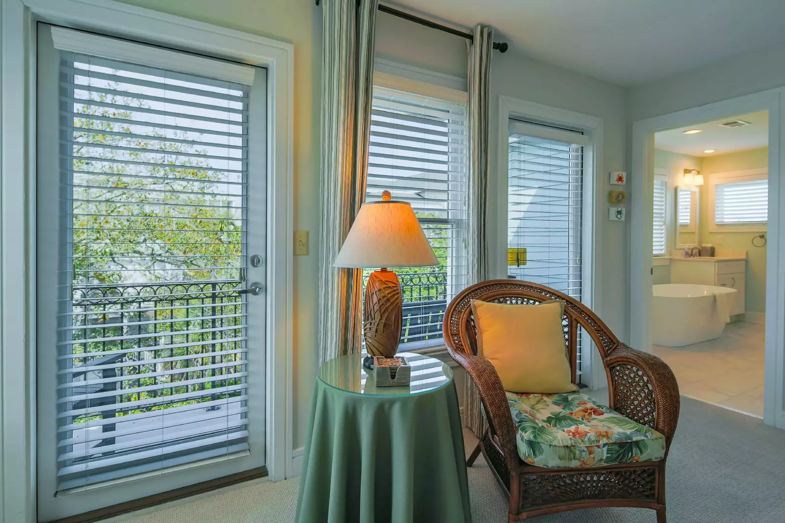 This reading nook and the outdoor private balcony are two more great spots for your morning coffee!
