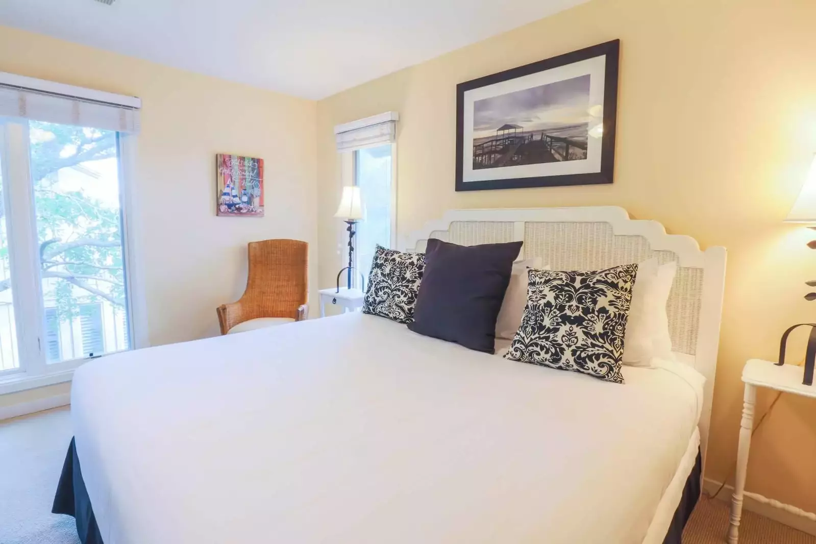 The Charburgh Yacht Club's master bedroom is located on the top floor of the home.