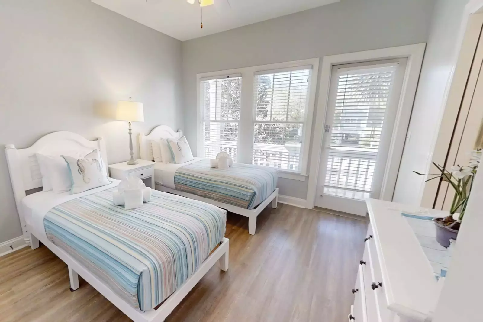 Going Coastal's remaining 4 bedrooms are all located on the first level of the home.