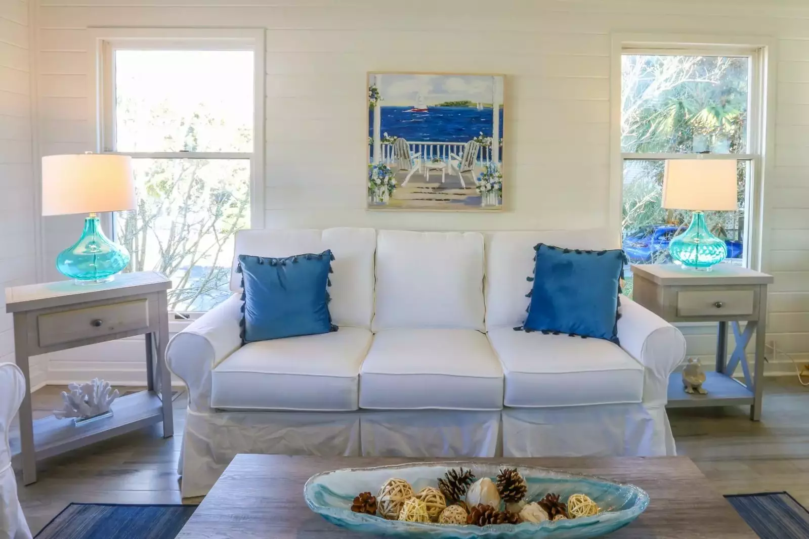 This light, sunfilled living room is the perfect spot to relax.
