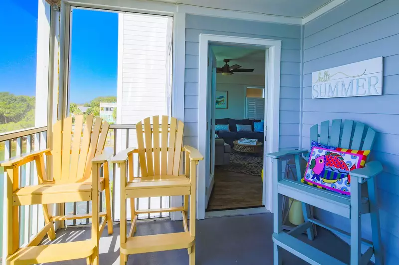 The higher adirondack chairs enable you to better enjoy the view of the Folly River.