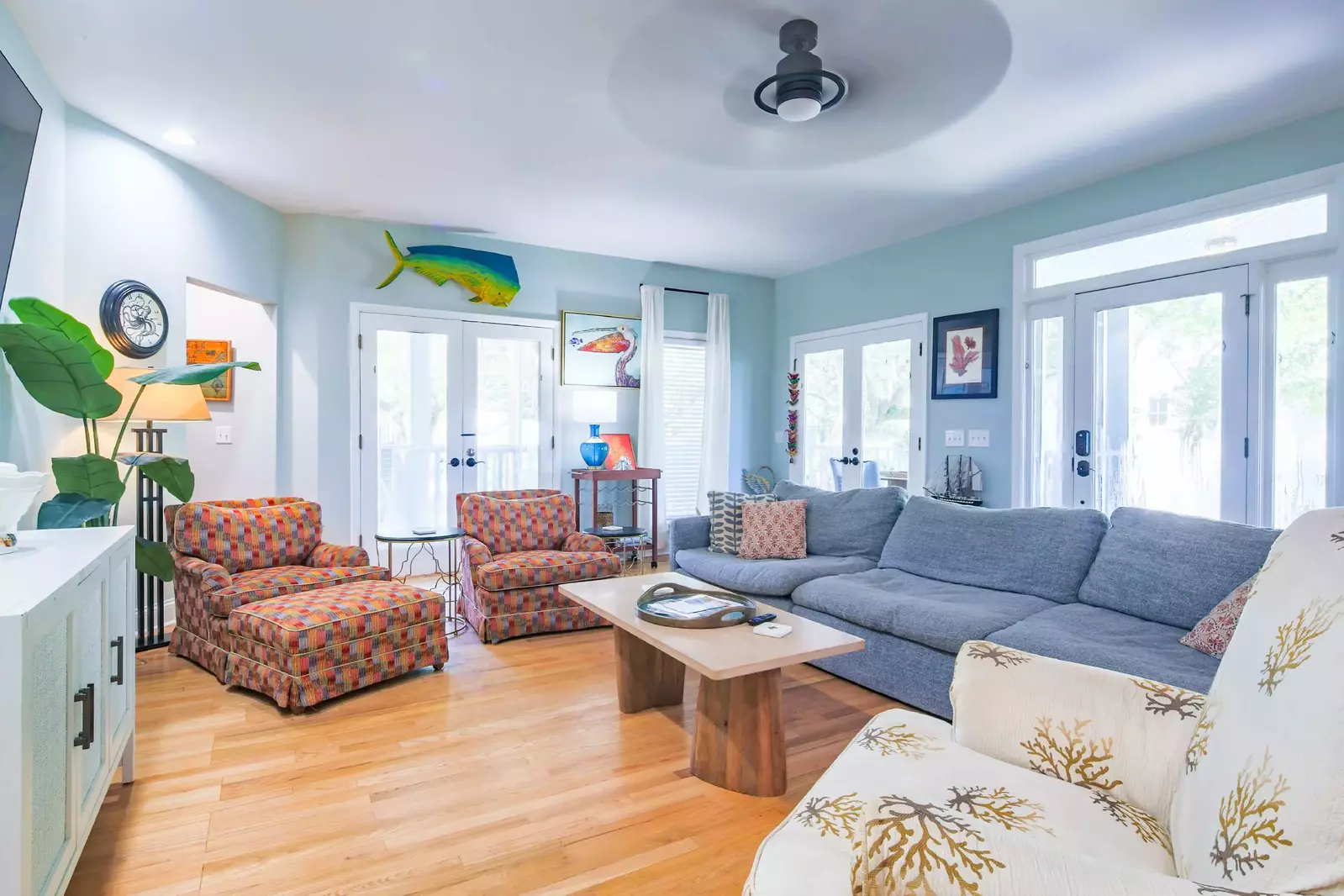 When you enter the front door, you'll find the living room.