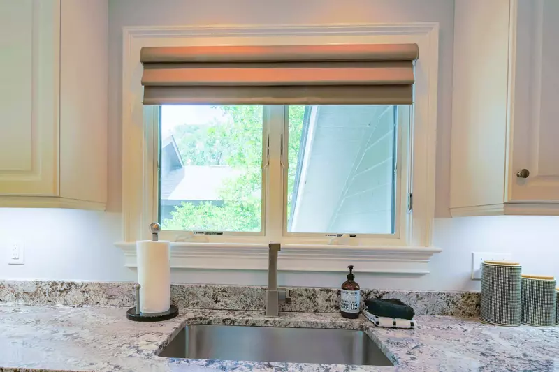 The home receives lovely natural light through its many windows.