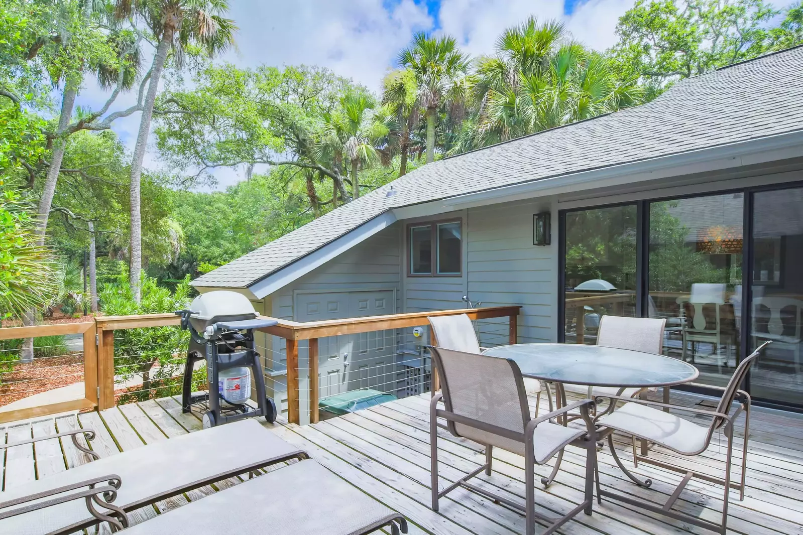 There is a gas BBQ grill on the deck and an outdoor shower adjacent to the deck for your use.