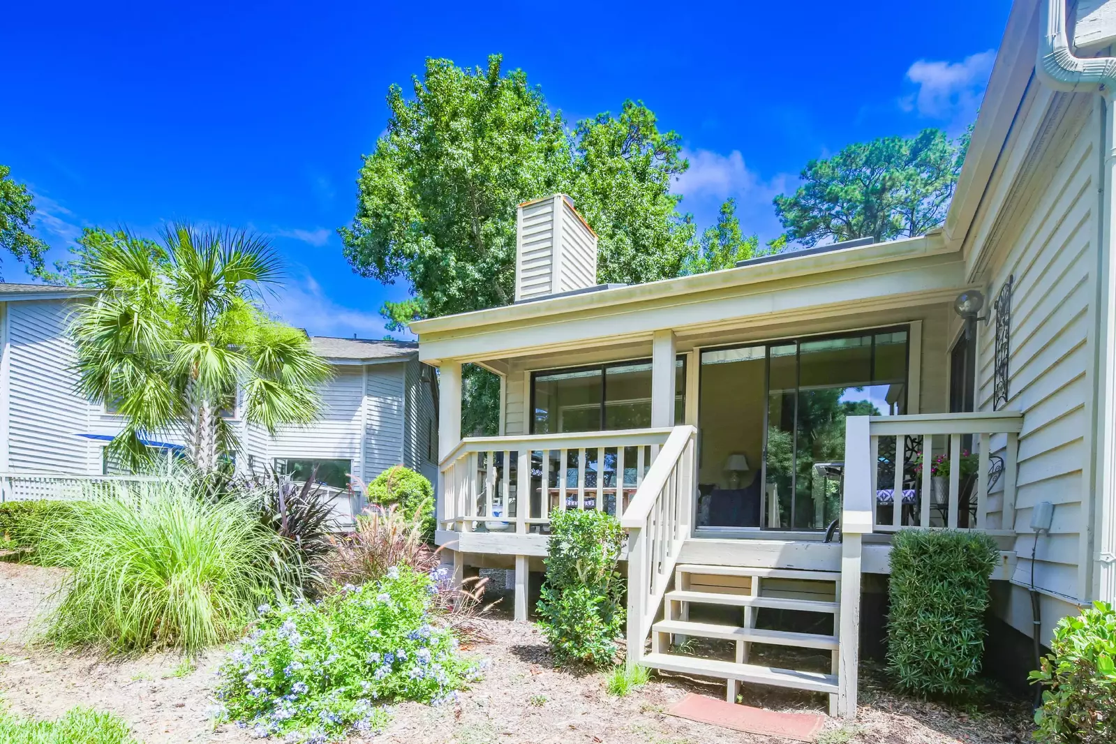 There's easy access to the back deck from the living room and master suite.