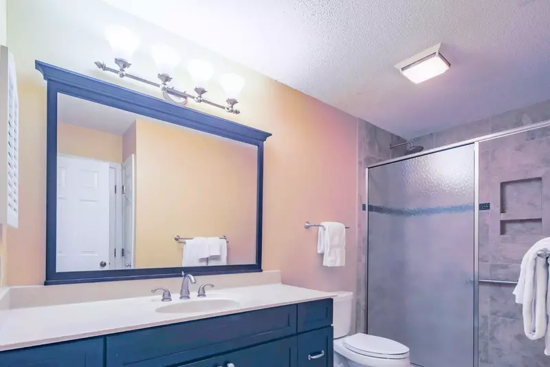 There is also a walk-in shower in the guest bathroom.