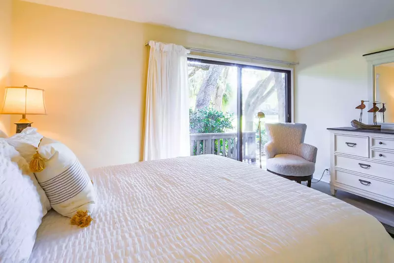The lower level suite has sliding door access to a private balcony.