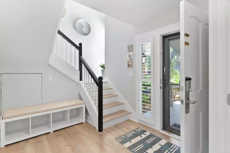 When you enter the front door, you'll find this entryway and staircase to the second floor.