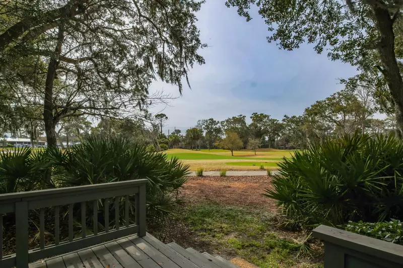 The back deck also overlooks the 18h fairway of the Robert Trent Jones golf course.